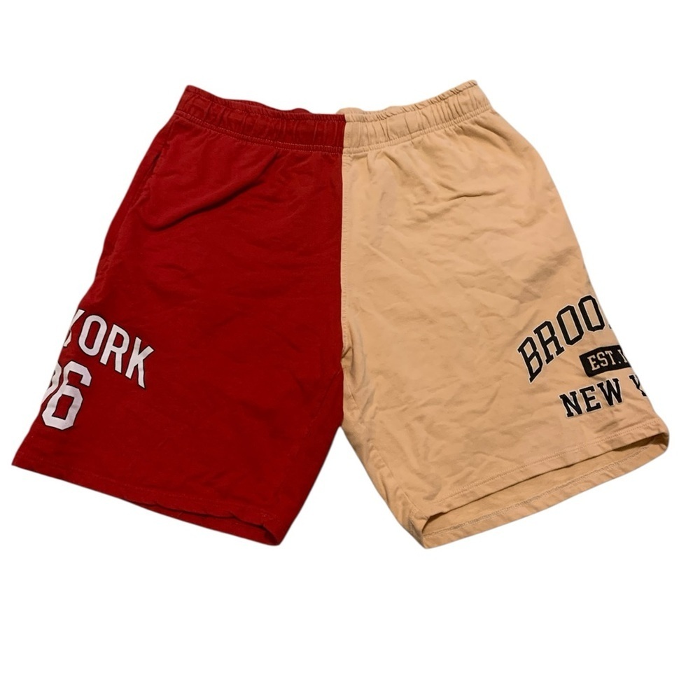 STREETWEAR SOCIETY Active Colorblock Red Beige Brooklyn Shorts M/M